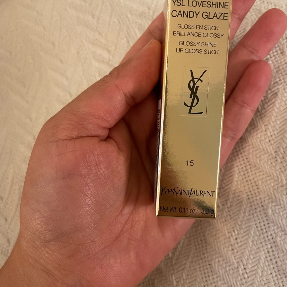 Yves Saint Laurent Candy Glaze Lipstick showcasing nude
